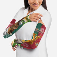 Viva Mexico Independence Day Arm Sleeves Golden Eagle Angel Aztec Pattern
