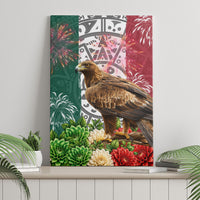 Viva Mexico Independence Day Canvas Wall Art Golden Eagle Angel Aztec Pattern