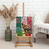 Viva Mexico Independence Day Canvas Wall Art Golden Eagle Angel Aztec Pattern