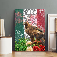 Viva Mexico Independence Day Canvas Wall Art Golden Eagle Angel Aztec Pattern
