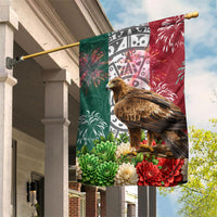 Viva Mexico Independence Day Garden Flag Golden Eagle Angel Aztec Pattern