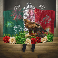 Viva Mexico Independence Day Hooded Blanket Golden Eagle Angel Aztec Pattern