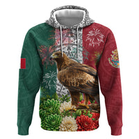 Viva Mexico Independence Day Hoodie Golden Eagle Angel Aztec Pattern