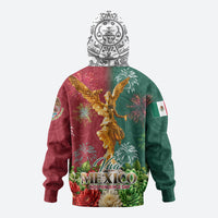 Viva Mexico Independence Day Hoodie Golden Eagle Angel Aztec Pattern