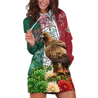 Viva Mexico Independence Day Hoodie Dress Golden Eagle Angel Aztec Pattern