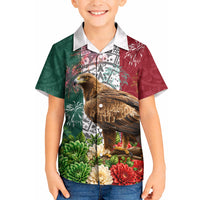 Viva Mexico Independence Day Kid Hawaiian Shirt Golden Eagle Angel Aztec Pattern