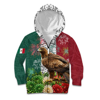 Viva Mexico Independence Day Kid Hoodie Golden Eagle Angel Aztec Pattern