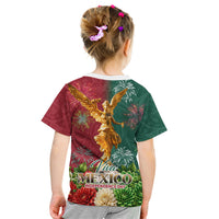 Viva Mexico Independence Day Kid T Shirt Golden Eagle Angel Aztec Pattern