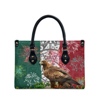 Viva Mexico Independence Day Leather Bag Golden Eagle Angel Aztec Pattern