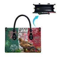 Viva Mexico Independence Day Leather Bag Golden Eagle Angel Aztec Pattern