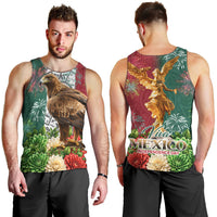Viva Mexico Independence Day Men Tank Top Golden Eagle Angel Aztec Pattern