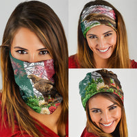 Viva Mexico Independence Day Neck Gaiter Golden Eagle Angel Aztec Pattern