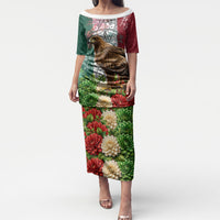 Viva Mexico Independence Day Puletasi Golden Eagle Angel Aztec Pattern