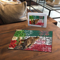 Viva Mexico Independence Day Puzzle Golden Eagle Angel Aztec Pattern