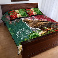 Viva Mexico Independence Day Quilt Bed Set Golden Eagle Angel Aztec Pattern