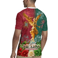 Viva Mexico Independence Day Rugby Jersey Golden Eagle Angel Aztec Pattern