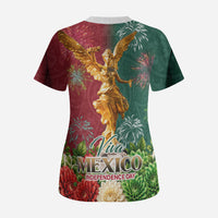 Viva Mexico Independence Day Scrub Top Golden Eagle Angel Aztec Pattern