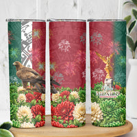Viva Mexico Independence Day Skinny Tumbler Golden Eagle Angel Aztec Pattern
