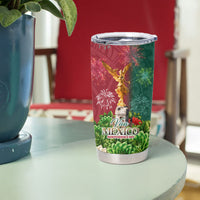 Viva Mexico Independence Day Tumbler Cup Golden Eagle Angel Aztec Pattern