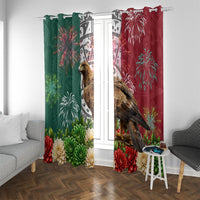 Viva Mexico Independence Day Window Curtain Golden Eagle Angel Aztec Pattern