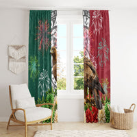 Viva Mexico Independence Day Window Curtain Golden Eagle Angel Aztec Pattern