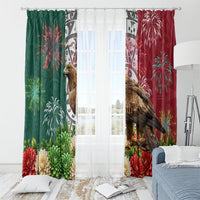 Viva Mexico Independence Day Window Curtain Golden Eagle Angel Aztec Pattern