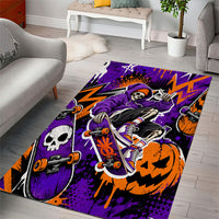 Halloween Skeleton Skateboarder Area Rug Graffiti Ghost Pumpkin Streetwear Graphic