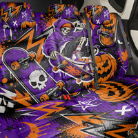 Halloween Skeleton Skateboarder Back Car Seat Cover Graffiti Ghost Pumpkin Streetwear Graphic