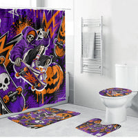 Halloween Skeleton Skateboarder Bathroom Set Graffiti Ghost Pumpkin Streetwear Graphic