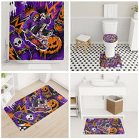 Halloween Skeleton Skateboarder Bathroom Set Graffiti Ghost Pumpkin Streetwear Graphic