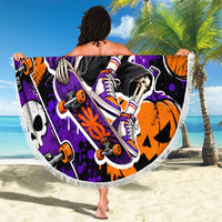Halloween Skeleton Skateboarder Beach Blanket Graffiti Ghost Pumpkin Streetwear Graphic