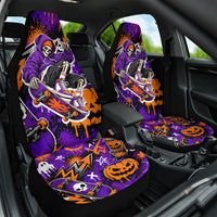 Halloween Skeleton Skateboarder Car Seat Cover Graffiti Ghost Pumpkin Streetwear Graphic