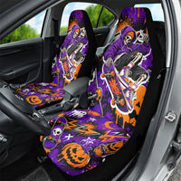 Halloween Skeleton Skateboarder Car Seat Cover Graffiti Ghost Pumpkin Streetwear Graphic