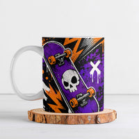 Halloween Skeleton Skateboarder Ceramic Mug Graffiti Ghost Pumpkin Streetwear Graphic