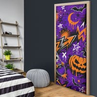 Halloween Skeleton Skateboarder Door Cover Graffiti Ghost Pumpkin Streetwear Graphic