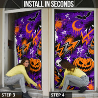 Halloween Skeleton Skateboarder Door Cover Graffiti Ghost Pumpkin Streetwear Graphic