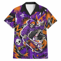 Halloween Skeleton Skateboarder Hawaiian Shirt Graffiti Ghost Pumpkin Streetwear Graphic