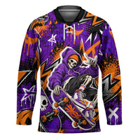 Halloween Skeleton Skateboarder Hockey Jersey Graffiti Ghost Pumpkin Streetwear Graphic