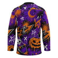 Halloween Skeleton Skateboarder Hockey Jersey Graffiti Ghost Pumpkin Streetwear Graphic
