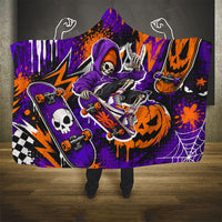 Halloween Skeleton Skateboarder Hooded Blanket Graffiti Ghost Pumpkin Streetwear Graphic