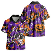Halloween Skeleton Skateboarder Kid Hawaiian Shirt Graffiti Ghost Pumpkin Streetwear Graphic