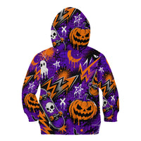 Halloween Skeleton Skateboarder Kid Hoodie Graffiti Ghost Pumpkin Streetwear Graphic