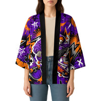 Halloween Skeleton Skateboarder Kimono Graffiti Ghost Pumpkin Streetwear Graphic