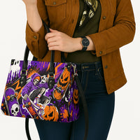 Halloween Skeleton Skateboarder Leather Bag Graffiti Ghost Pumpkin Streetwear Graphic