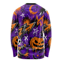 Halloween Skeleton Skateboarder Long Sleeve Shirt Graffiti Ghost Pumpkin Streetwear Graphic