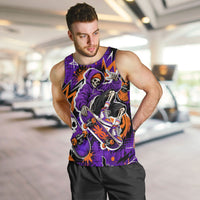 Halloween Skeleton Skateboarder Men Tank Top Graffiti Ghost Pumpkin Streetwear Graphic