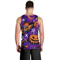 Halloween Skeleton Skateboarder Men Tank Top Graffiti Ghost Pumpkin Streetwear Graphic