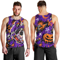 Halloween Skeleton Skateboarder Men Tank Top Graffiti Ghost Pumpkin Streetwear Graphic