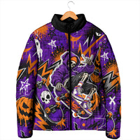 Halloween Skeleton Skateboarder Padded Jacket Graffiti Ghost Pumpkin Streetwear Graphic