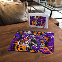 Halloween Skeleton Skateboarder Puzzle Graffiti Ghost Pumpkin Streetwear Graphic